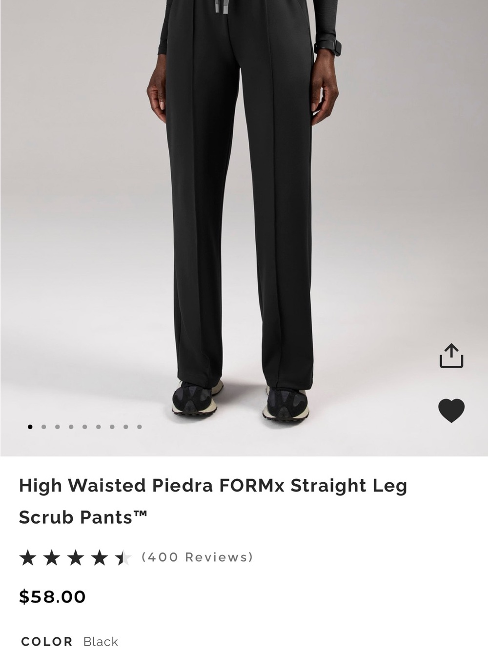 Figs High Waisted Straight Leg Scrub Pants - Black